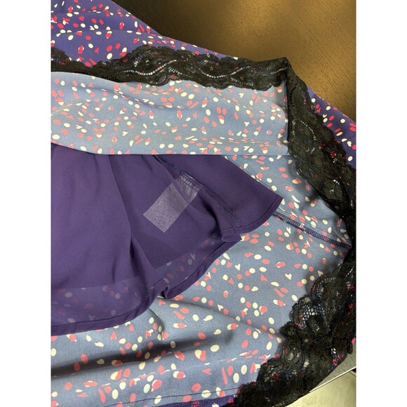 Koche Collective Slip Dress Purple Polka Dot Black Lace Size 40 US 8 - Picture 4 of 13